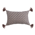 Cotton Printed Lumbar Pillow with Tassels, French Knots & Pattern