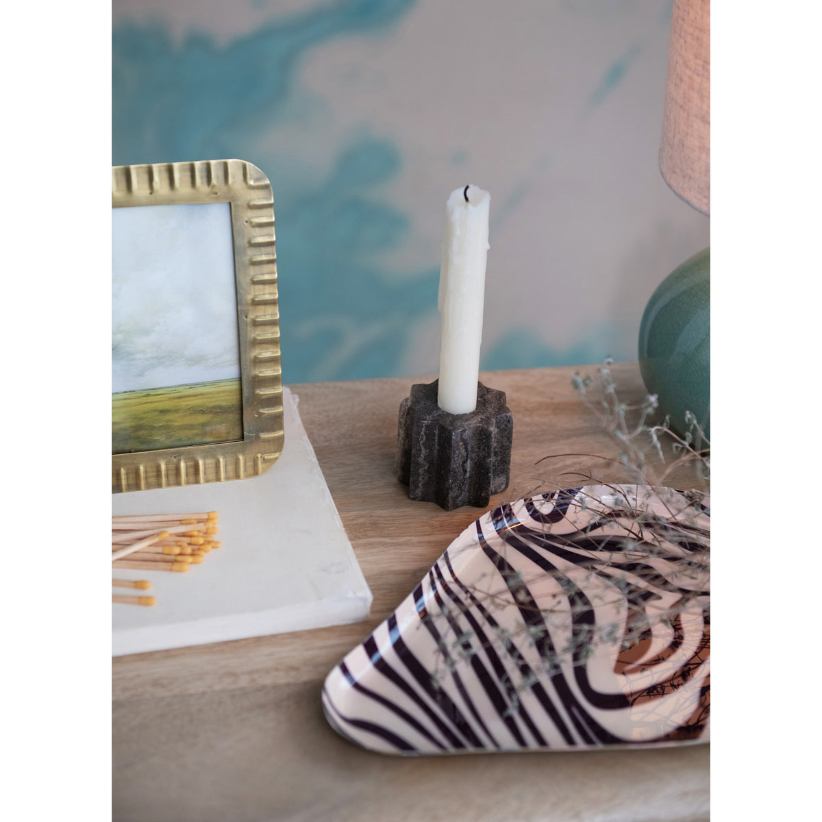 Antiqued Gold Ribbed Metal Photo Frame