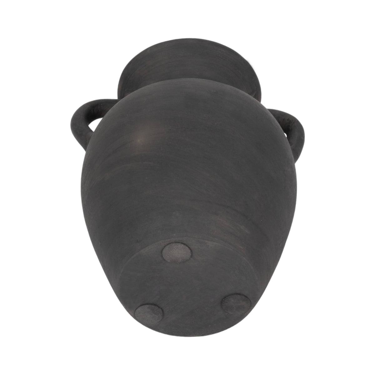 Decorative Vase - Black Ceramic Amphora with Handles, 9 in.