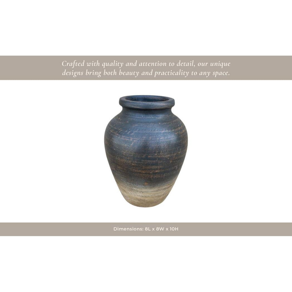 Decorative Vase - Chocolate Brown Ceramic Pottery Jug, 10 in.