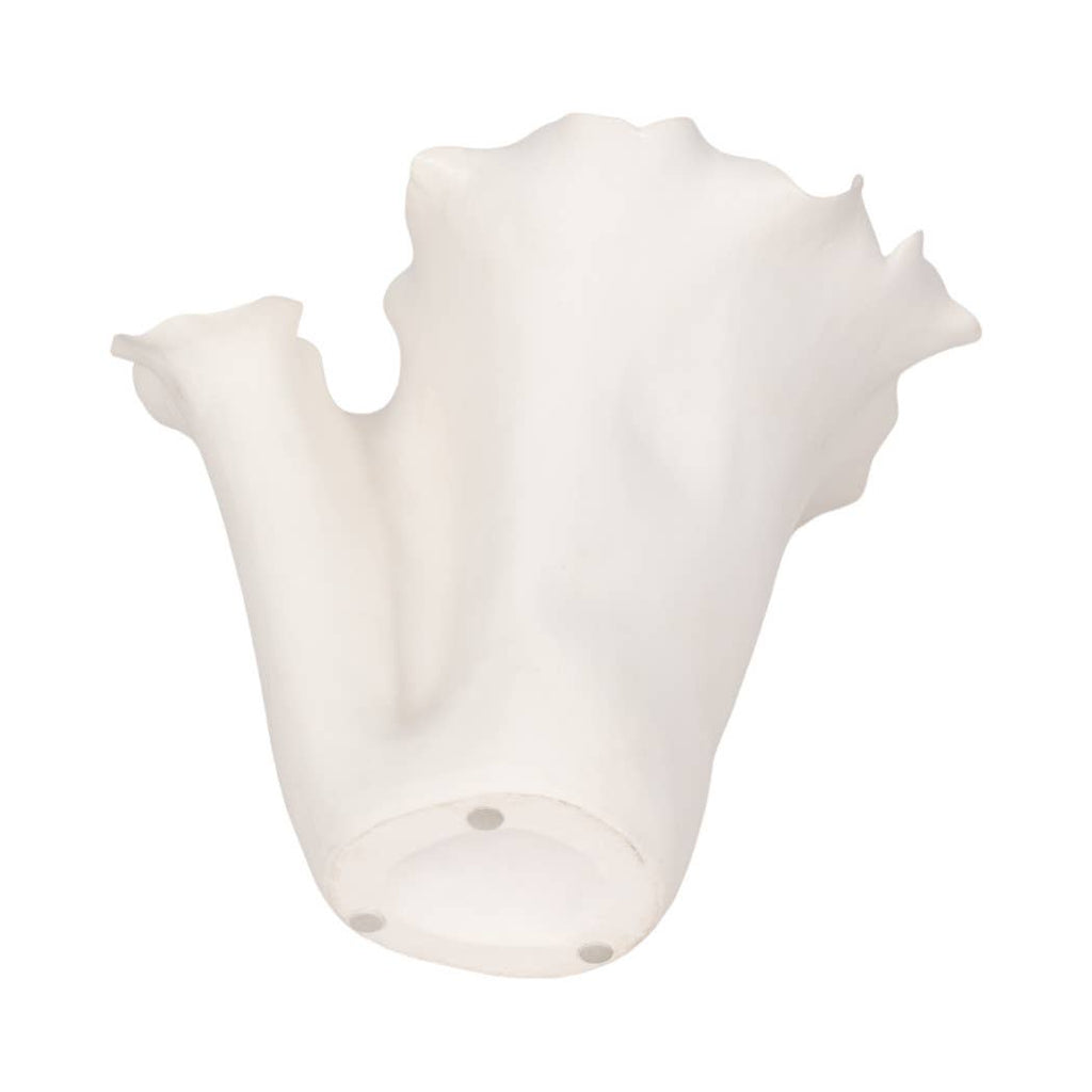 White Ruffled Ceramic Vase, 11 in.