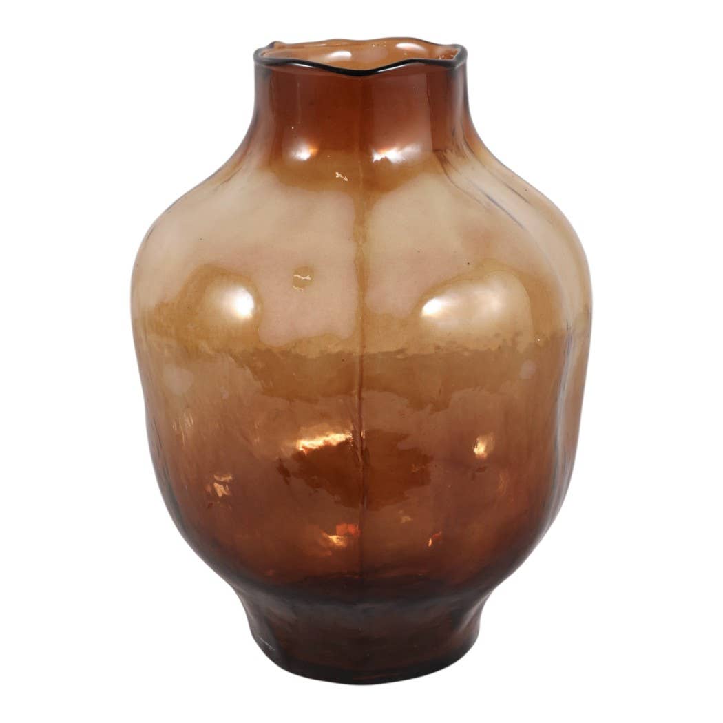 Decorative Vase - Brown Glass Round Decorative Accent, 10 in.