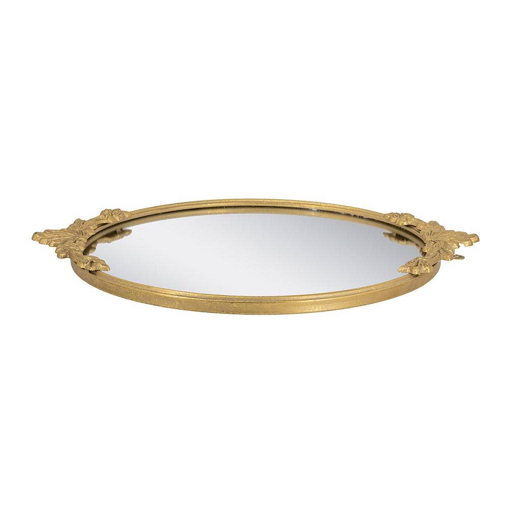 Mirror Tray with Gold Iron Floral Frame