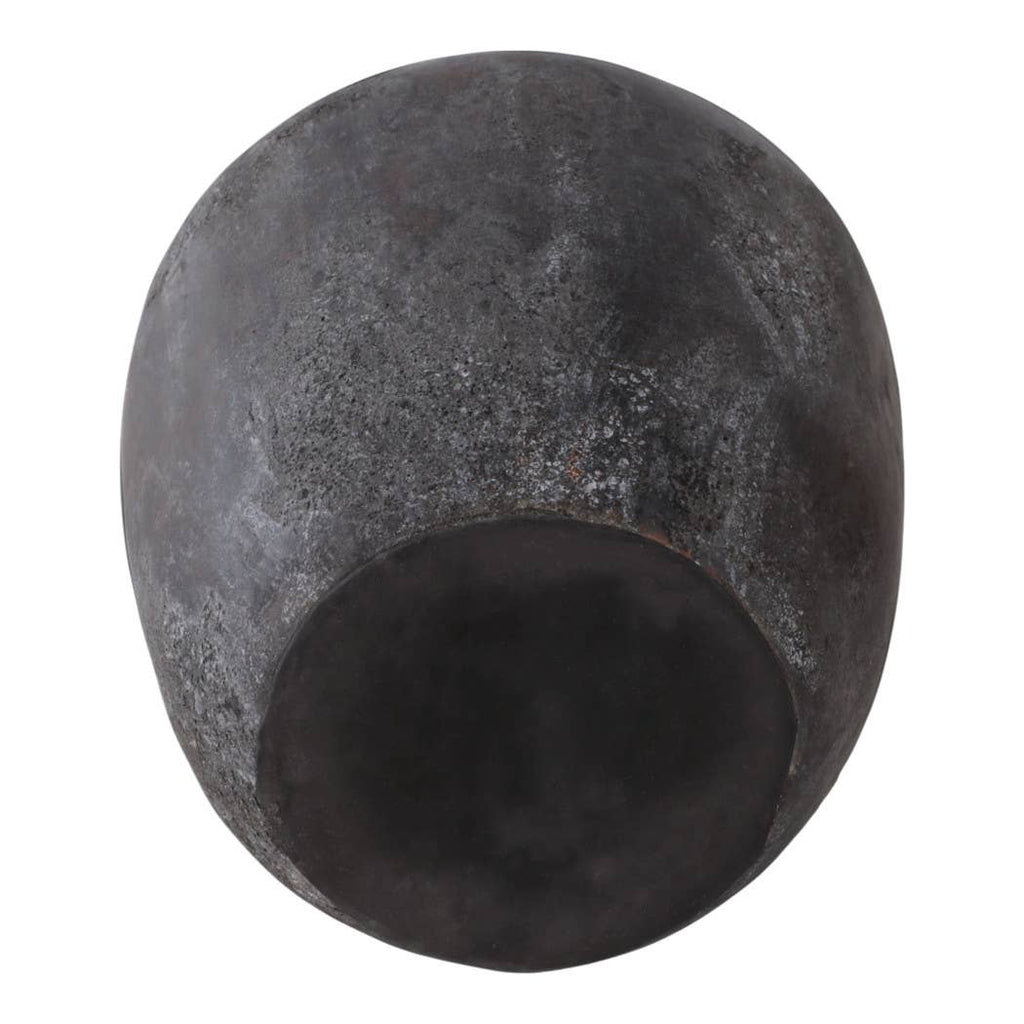 Decorative Vase - Black Ceramic Textured Surface, 12 in.