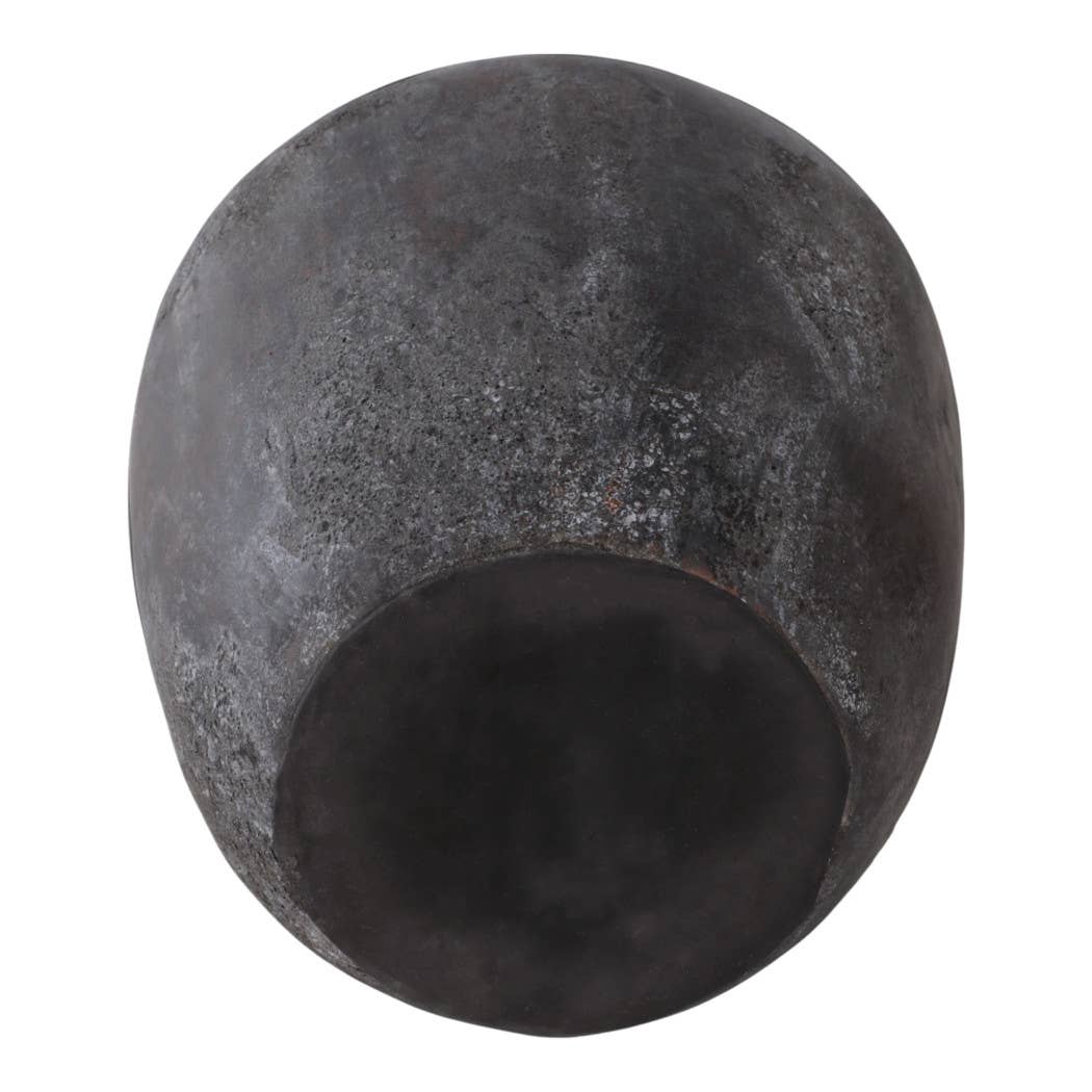 Decorative Vase - Black Ceramic Textured Surface, 12 in.