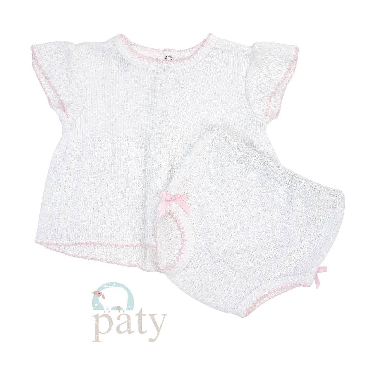 Paty Knit, Flutter Sleeve Diaper Set with Bows