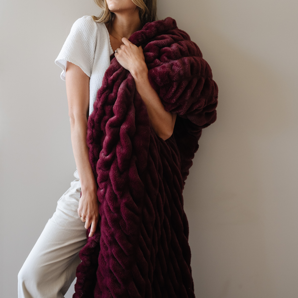 Double Ruched Faux Fur Blankets