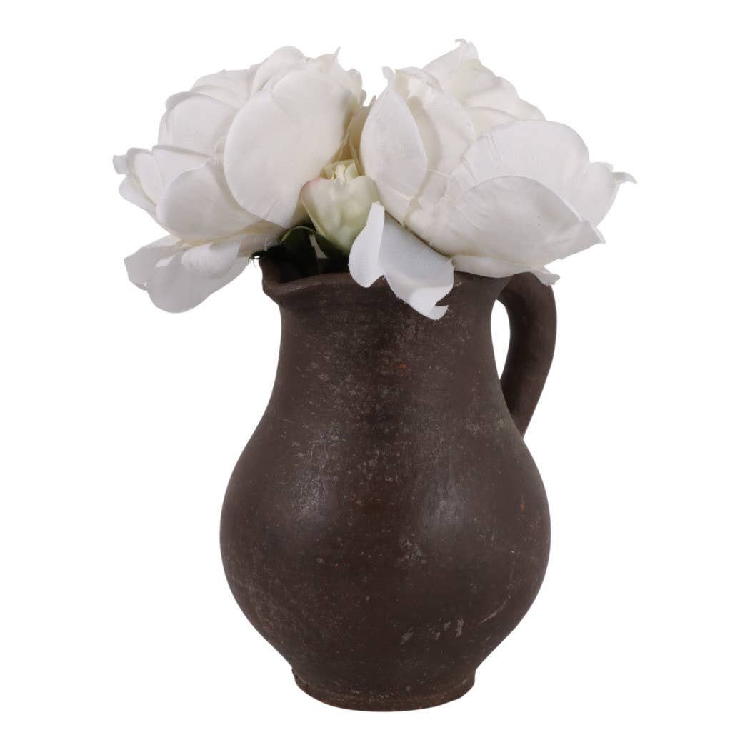 Decorative Vase - Brown Ceramic Terracotta Casual Jug, 8 in.