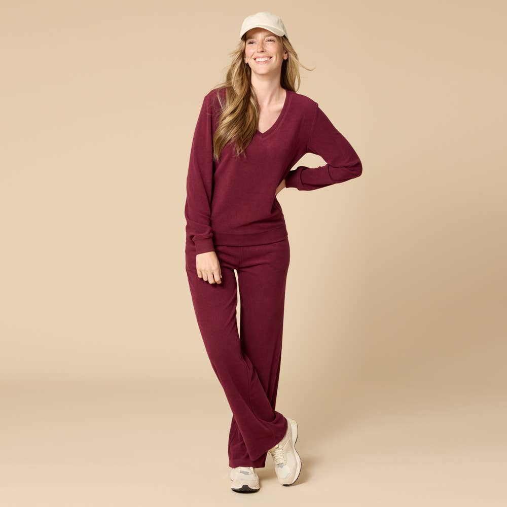 Vintage Velvet V-Neck with Wide Leg Pant