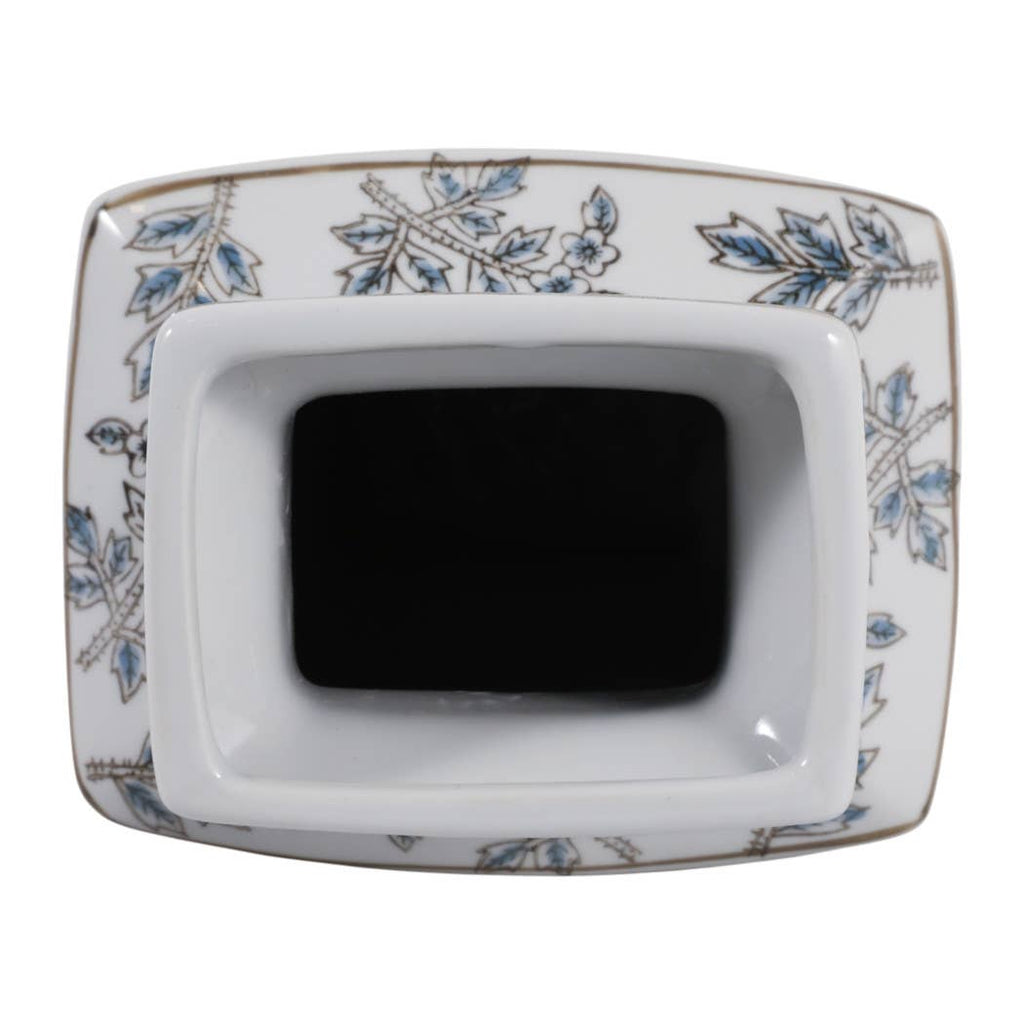 Blue and Brown Floral Chinoiserie Ceramic Vase, 15 in.
