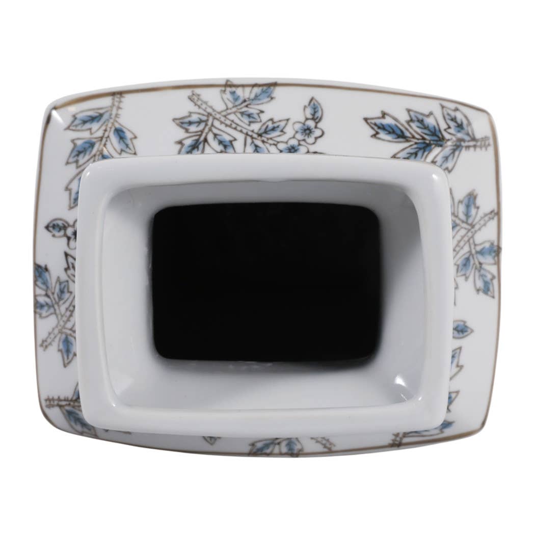 Blue and Brown Floral Chinoiserie Ceramic Vase, 15 in.