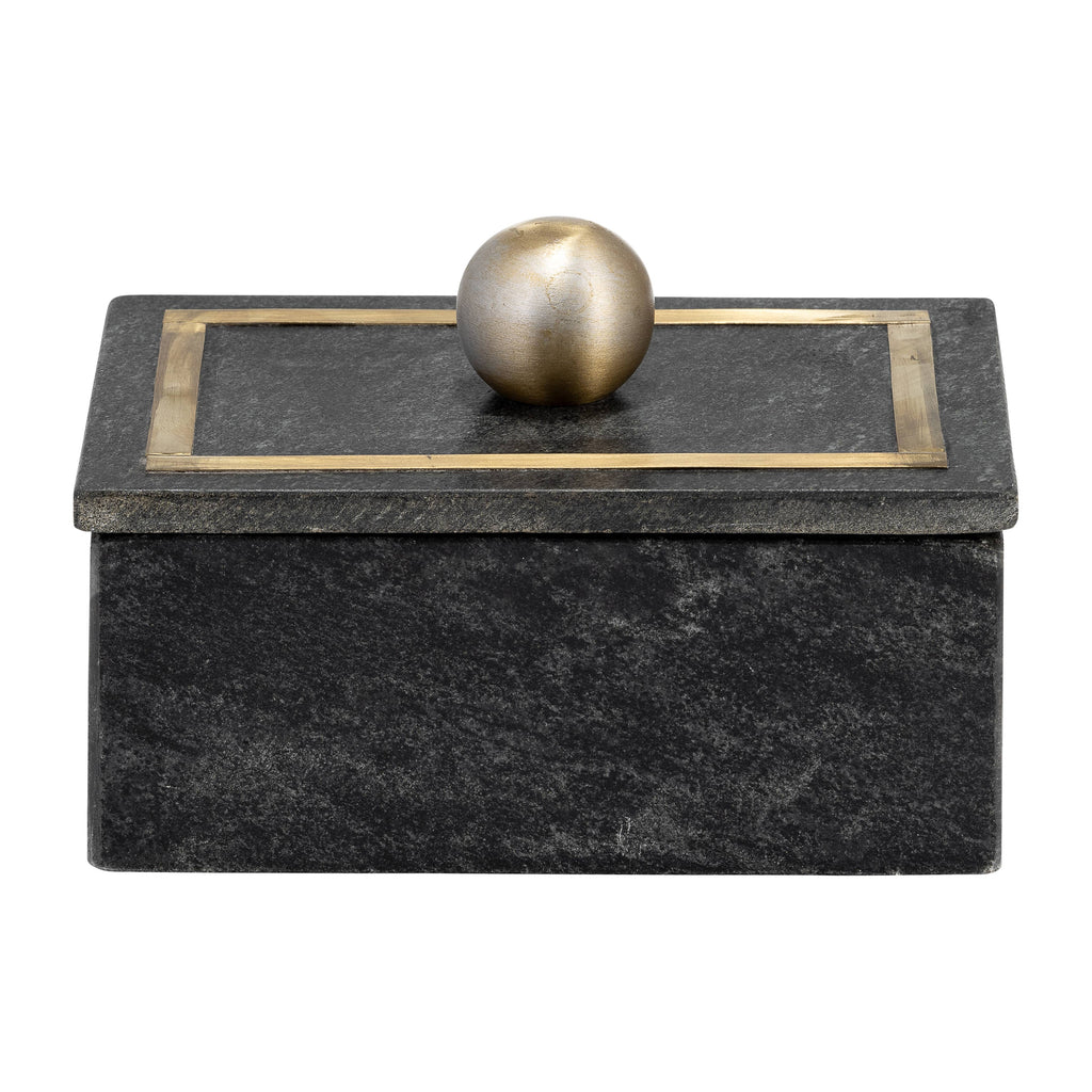 Marble Decorative Box with Removable Lid - Black, 7 in.