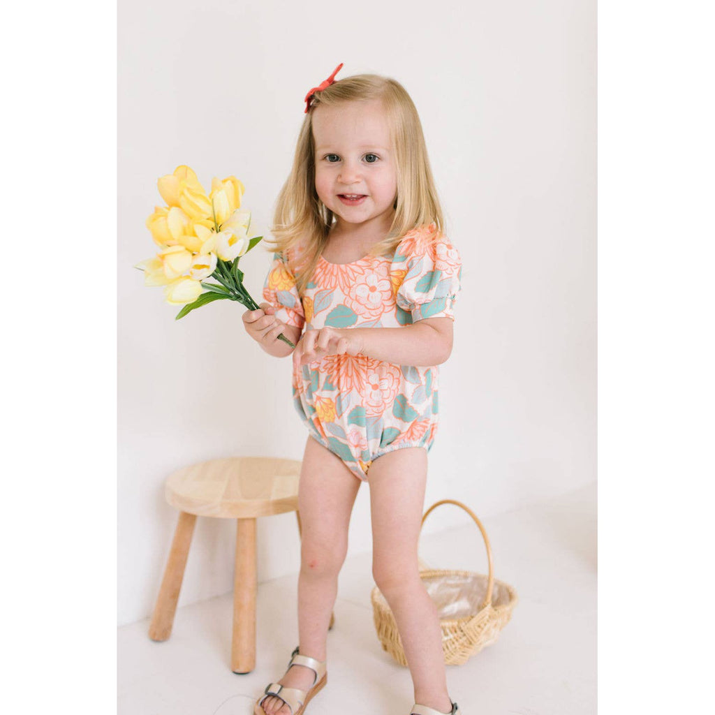 Ollie Jay Puff Baby Romper in Soft Floral