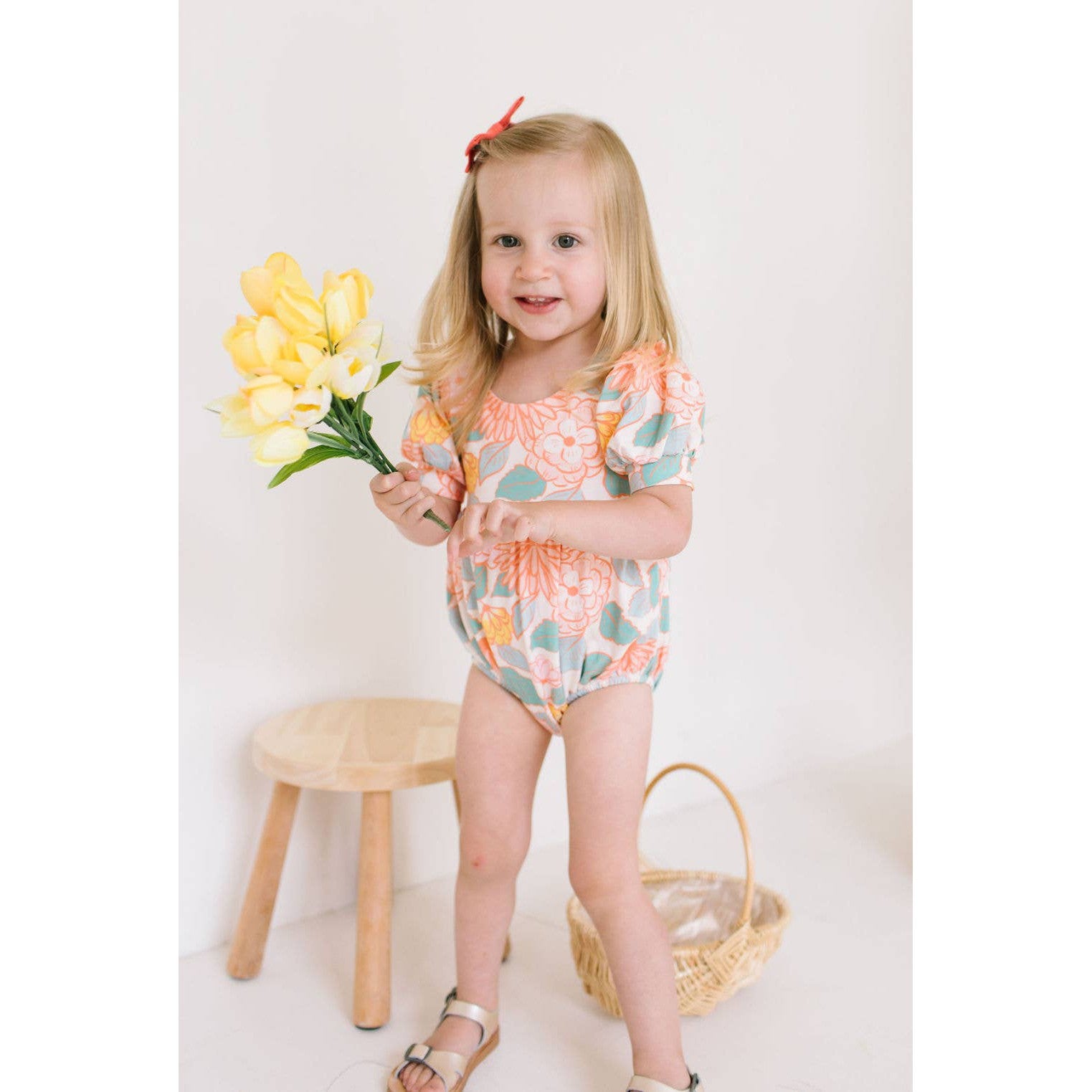 Ollie Jay Puff Baby Romper in Soft Floral
