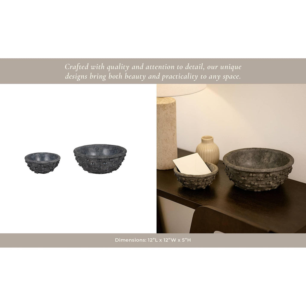 Black Terracotta Knobby Knot Bowls, 2 sizes