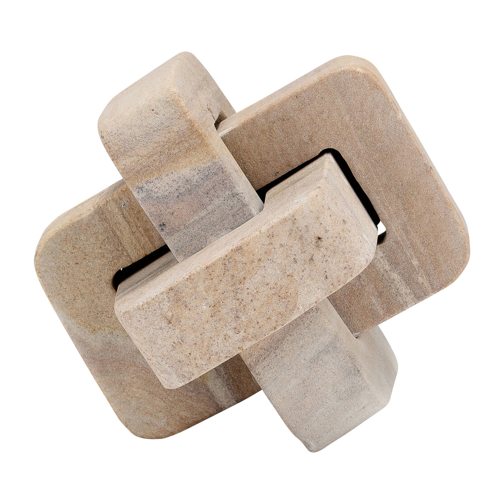 Decorative Sculpture - Brown Marble Interlocking Knot, 5 in.