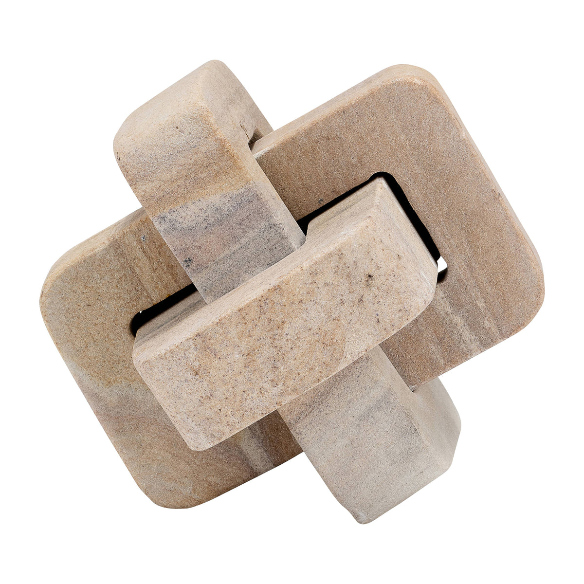Decorative Sculpture - Brown Marble Interlocking Knot, 5 in.