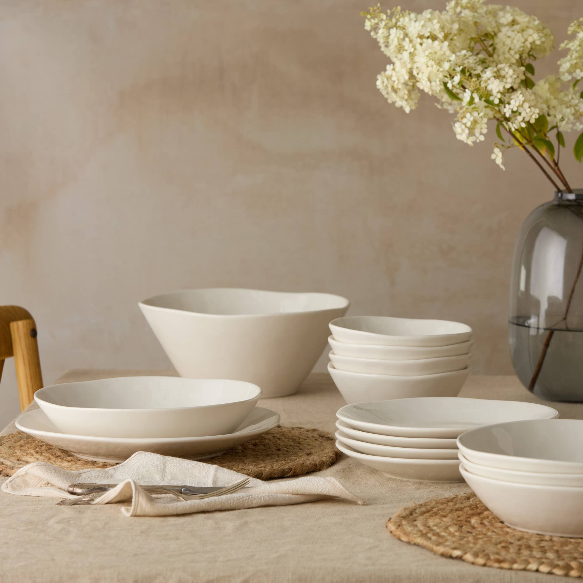 Linen Cream Medium Rectangular Baker