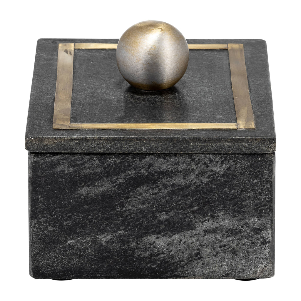 Marble Decorative Box with Removable Lid - Black, 7 in.