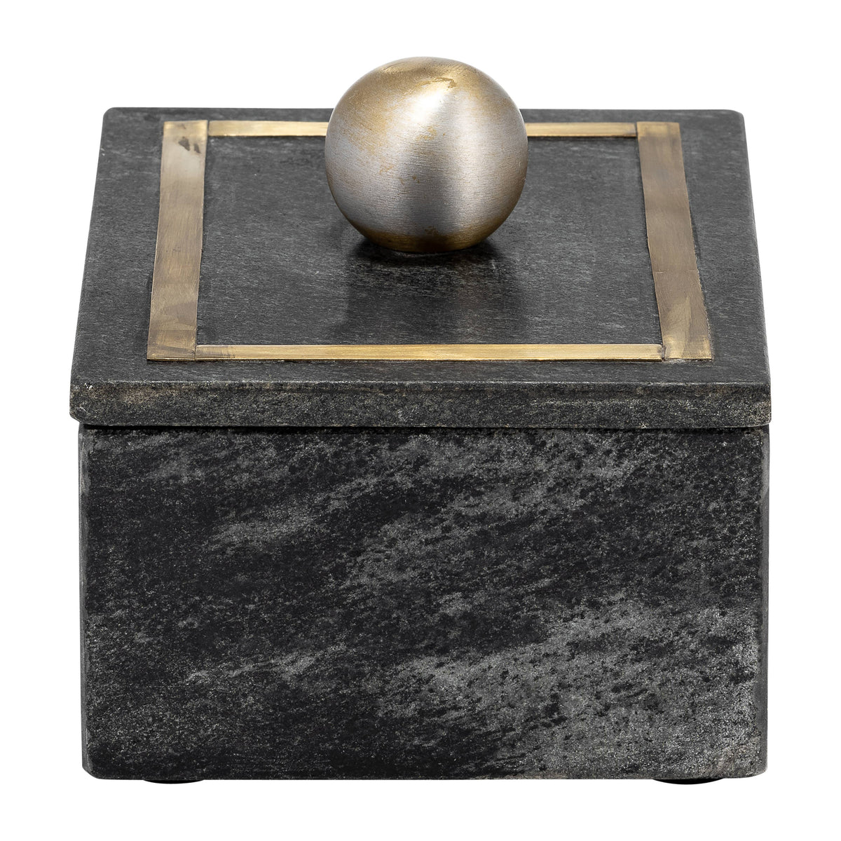 Marble Decorative Box with Removable Lid - Black, 7 in.