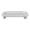 Decorative Tray - White Marble with Rounded Ball Feet, 13 in.