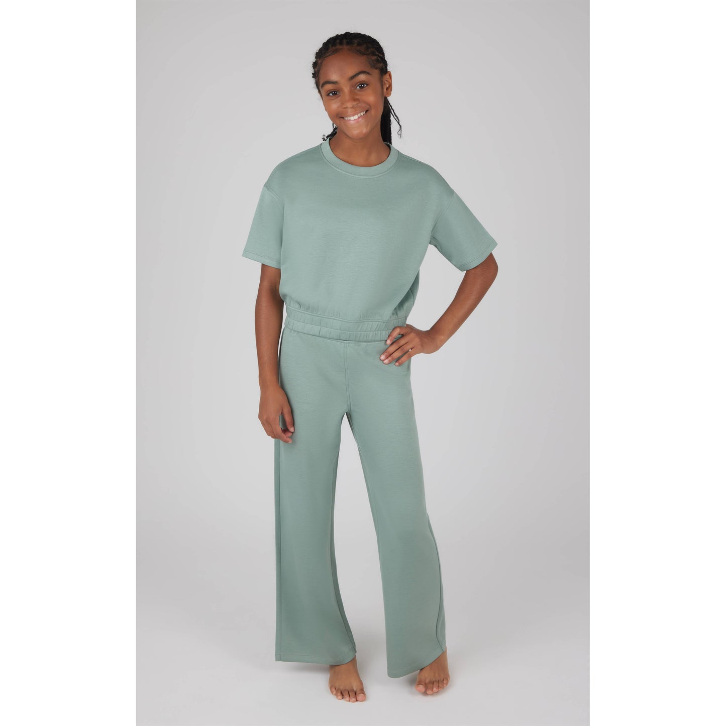 Girls Crew Neck Scuba Top & Pants Set