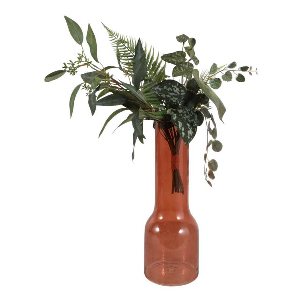 Decorative Vase - Brown Glass Long Neck Sculptural, 16 in.