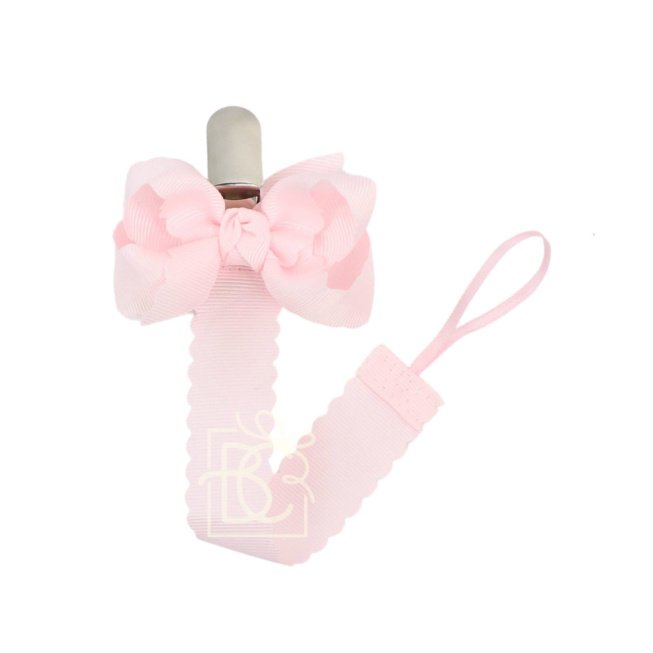 Scalloped Grosgrain Pacifier Clip w/ Detachable Bow