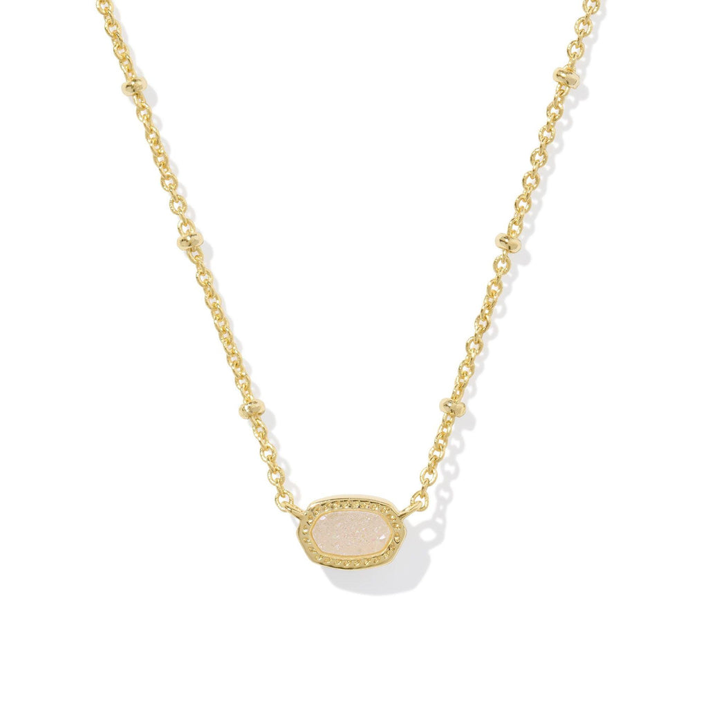 Kendra Scott Mini Elisa Satellite Short Pendant Necklace Gold Iridescent Drusy
