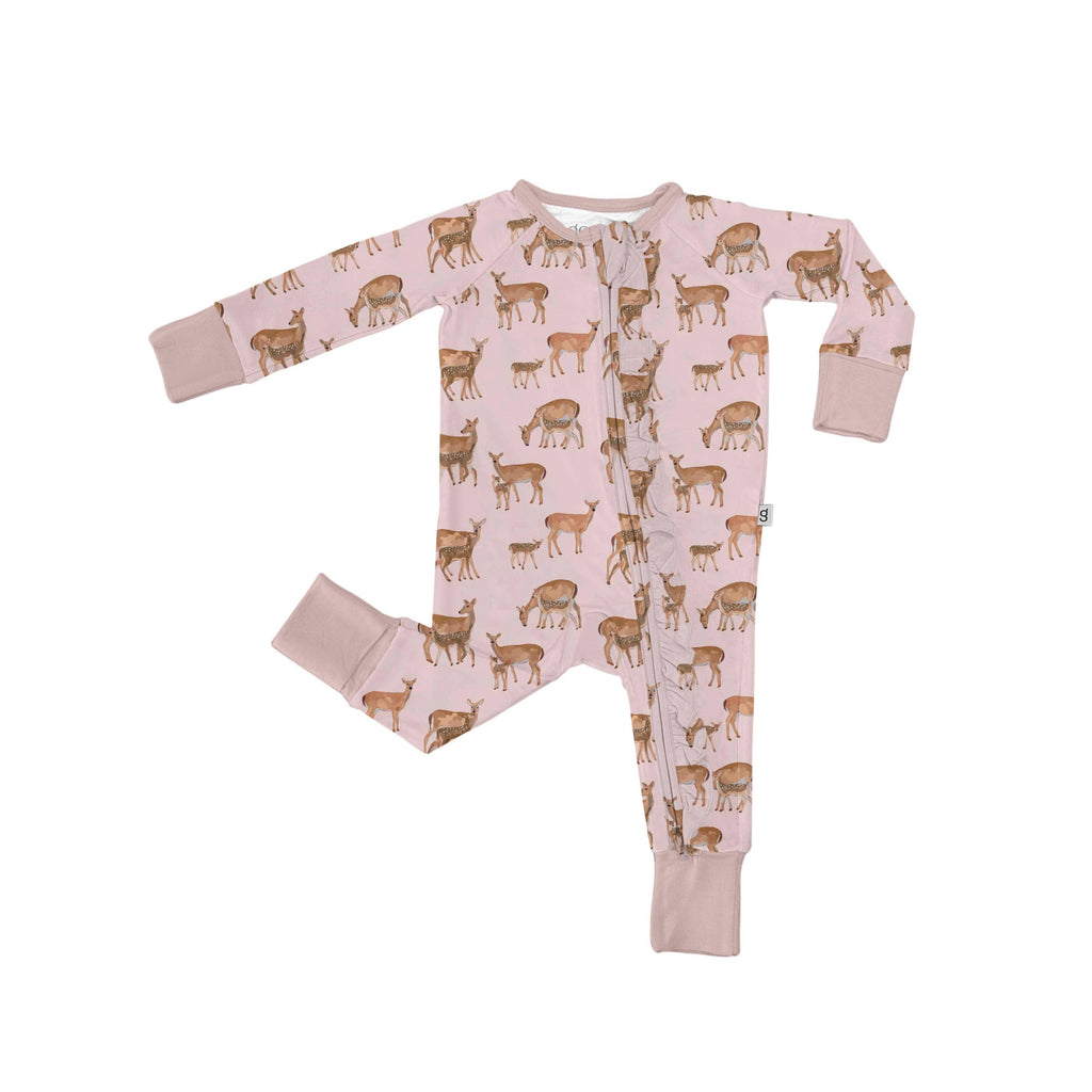 Convertible Zip PJ with Ruffles, Does & Fawns