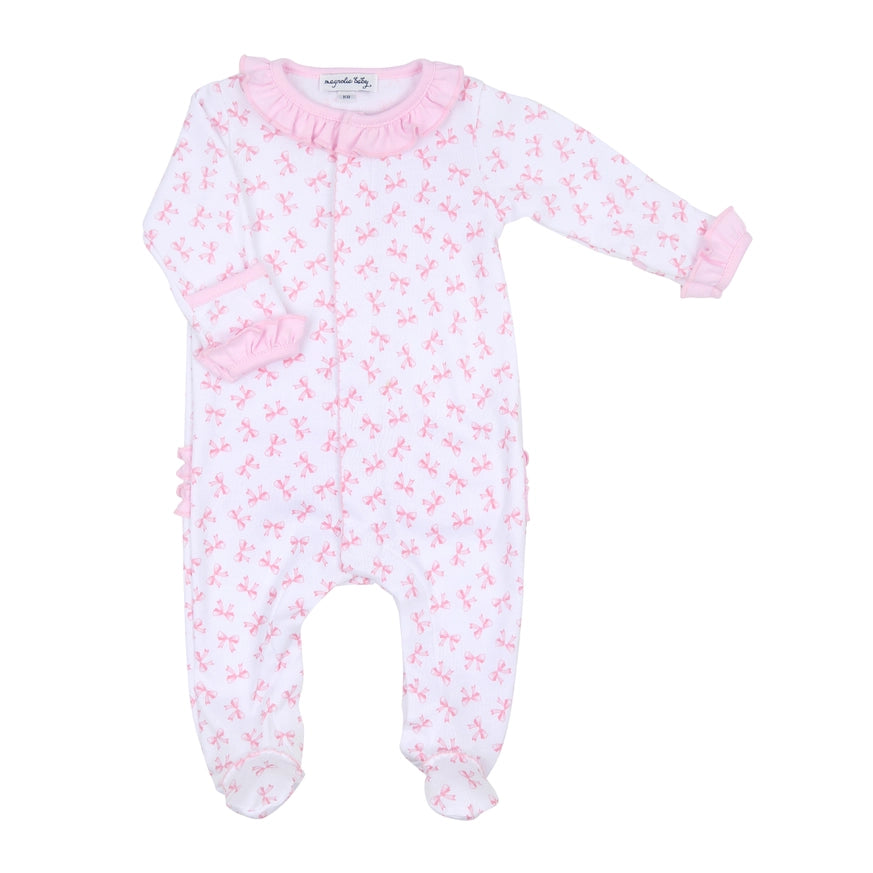 Baby Bows Printed Ruffle Footie