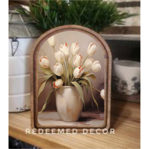 Redeemed Decor Arch Top Tulips Framed Art