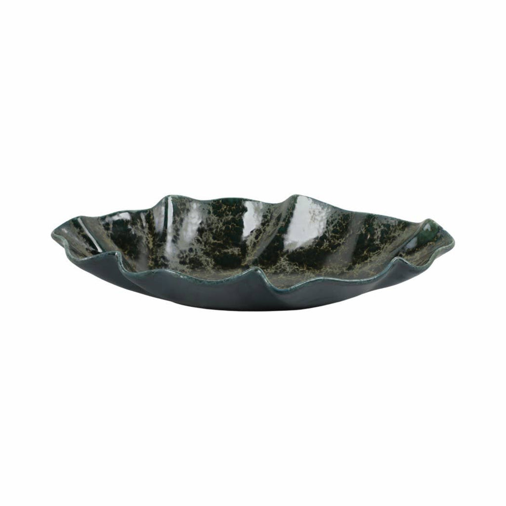 Coastal Green Wavy Edge Decorative Bowl