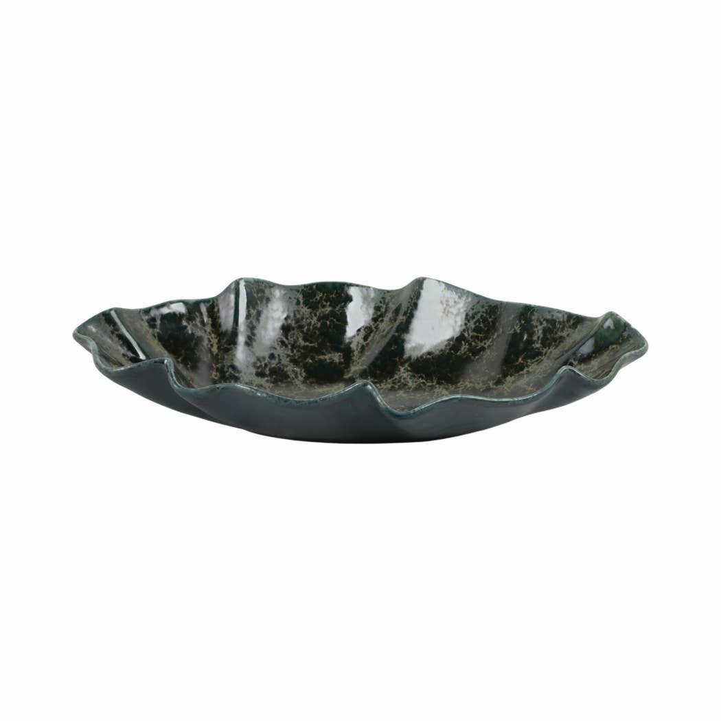 Coastal Green Wavy Edge Decorative Bowl