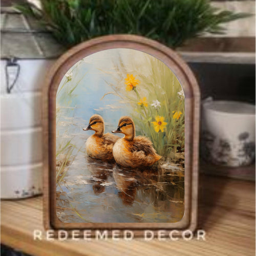 Redeemed Decor Arch Top Spring Ducklings Framed Art