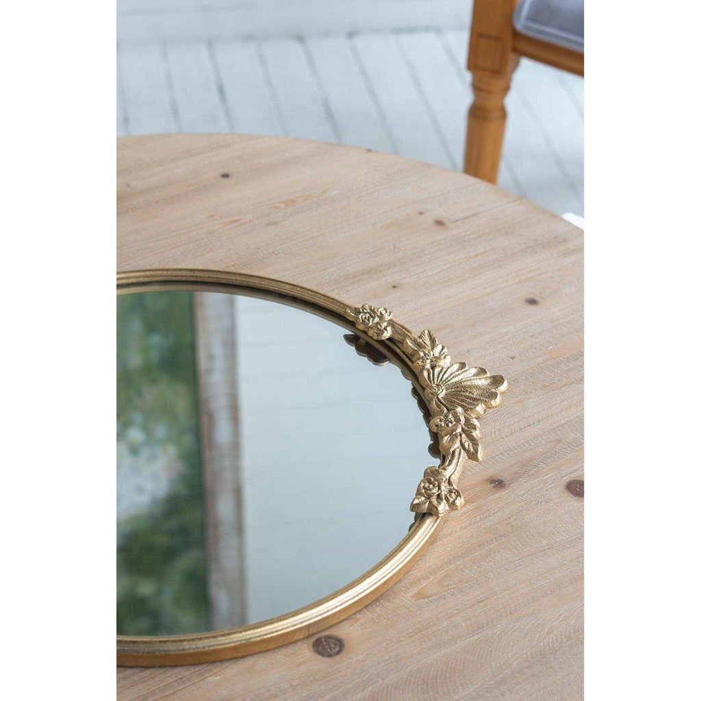 Mirror Tray with Gold Iron Floral Frame