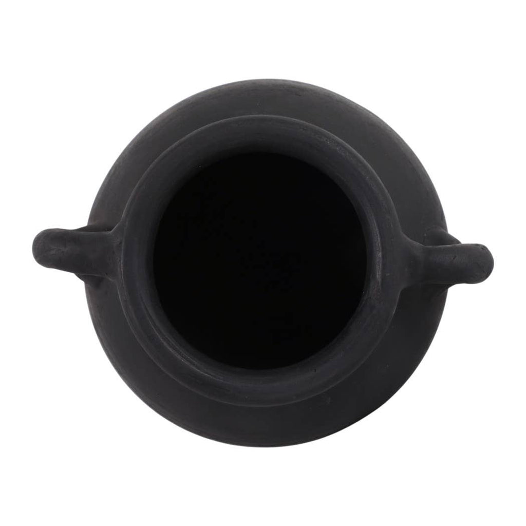 Decorative Vase - Black Terracotta Bud with Handles, 6 in.