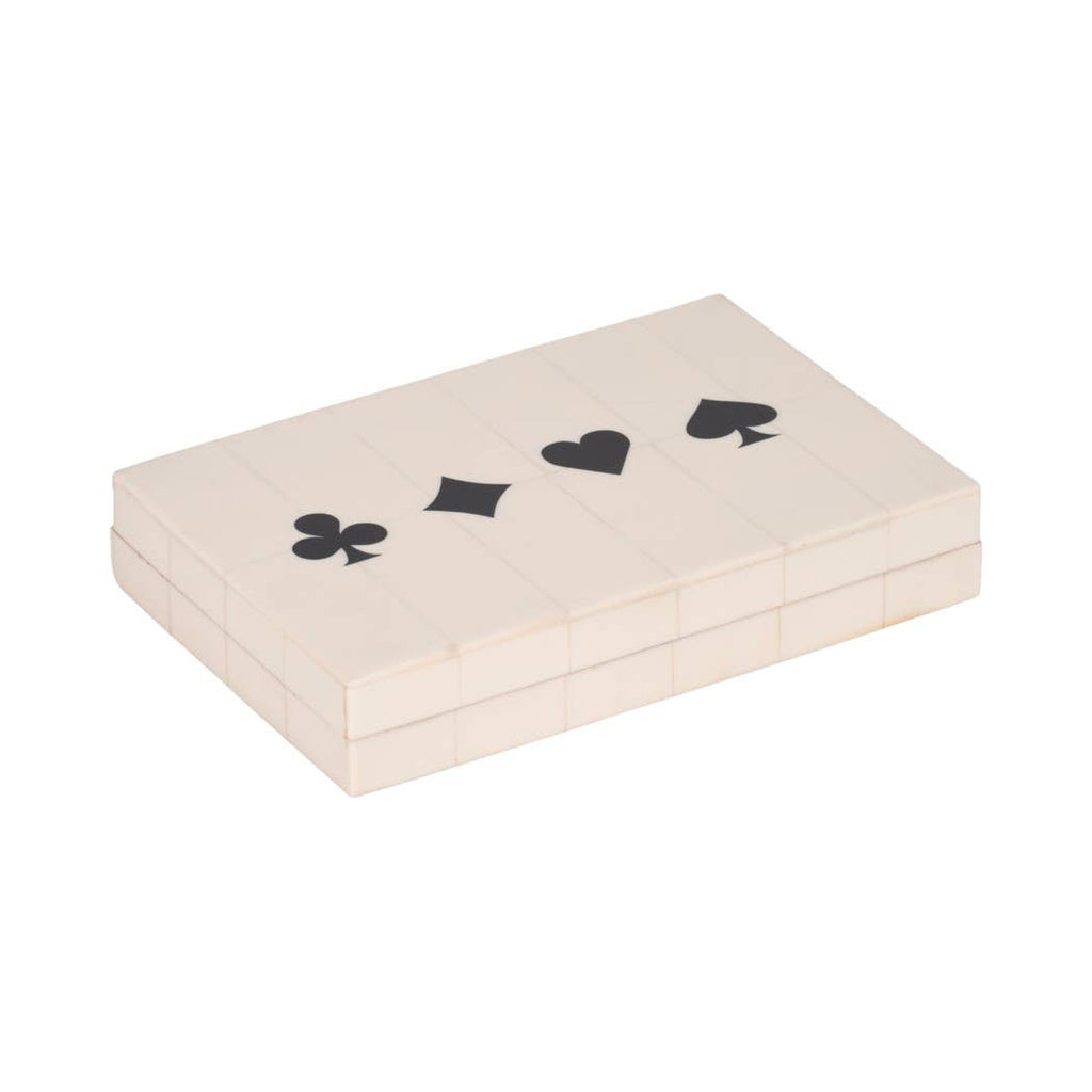 Table Game - White/Black Wood Casual Cards & Dice Box, 7 in.