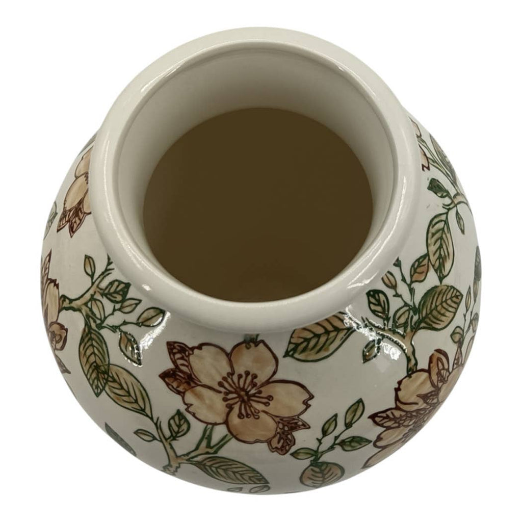 Decorative Vase - Brown/Green Ceramic Cherry Blossom 10.25in