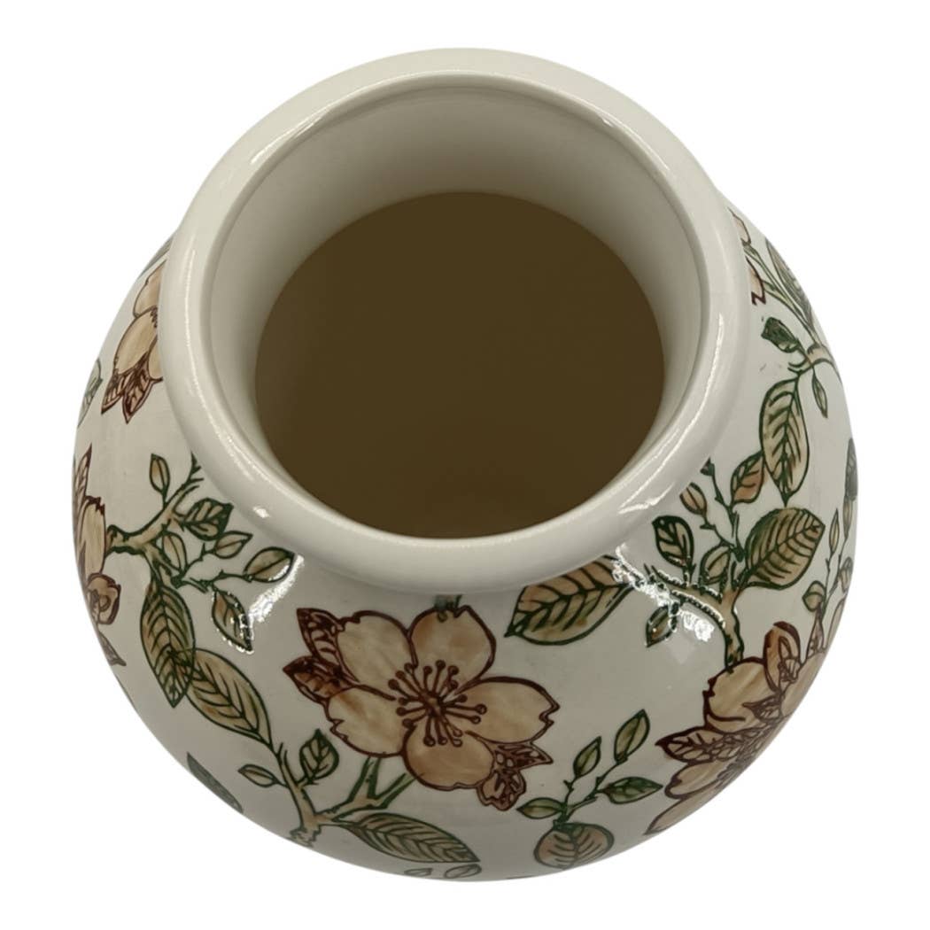 Decorative Vase - Brown/Green Ceramic Cherry Blossom 10.25in