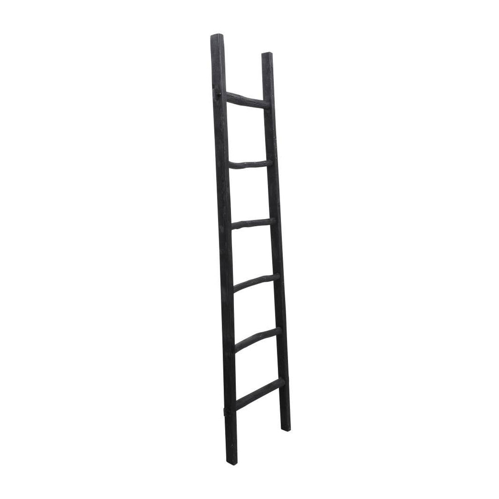 Wood Freestanding Decorative Blanket Ladder - Black, 76 in.