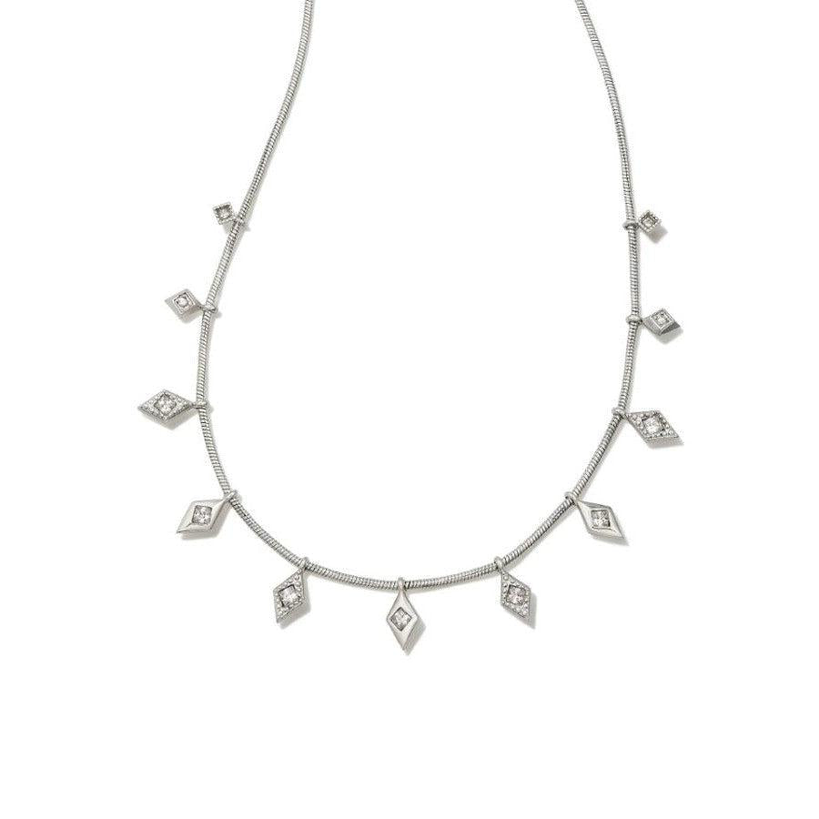 Kendra Scott Silver White CZ Kinsley Strand Necklace