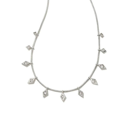 Kendra Scott Silver White CZ Kinsley Strand Necklace