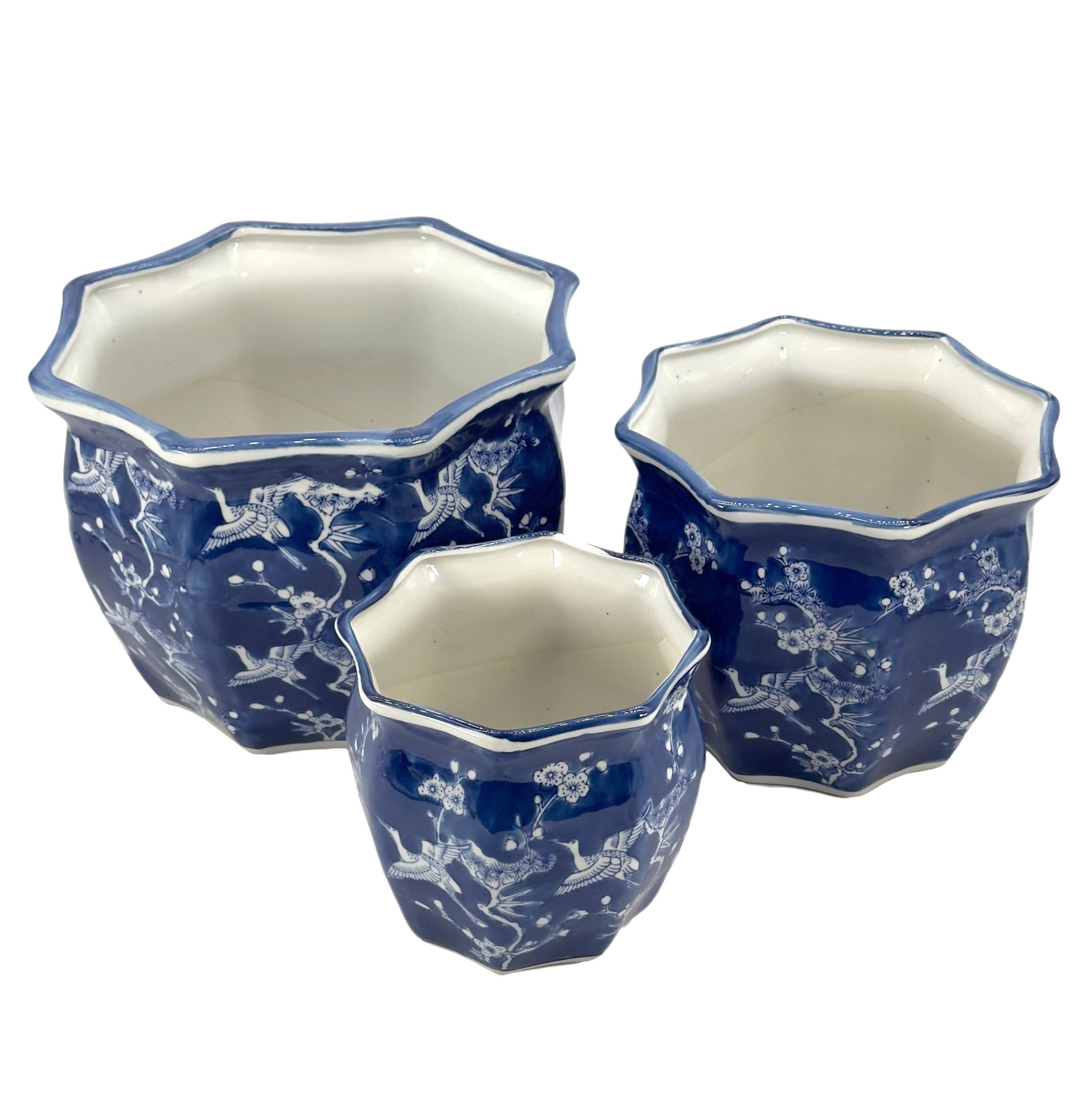 Ceramic Chinoiserie Planter Pots