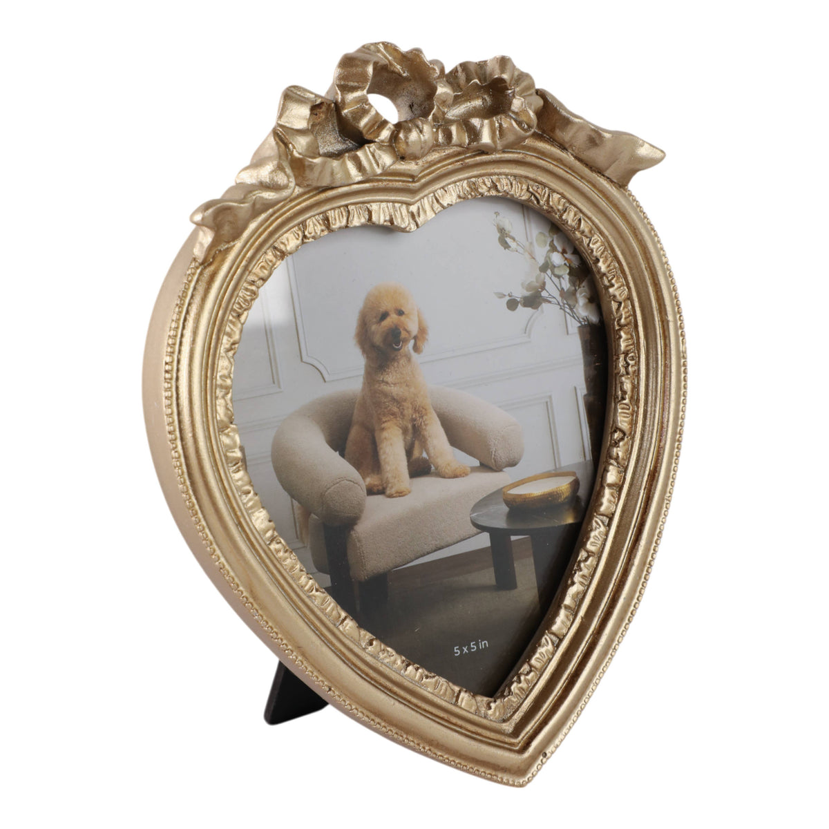 Photo Frame - Gold Polyresin Coquette Heart, 5x5 in.