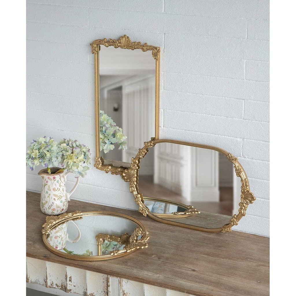 Mirror Tray with Gold Iron Floral Frame