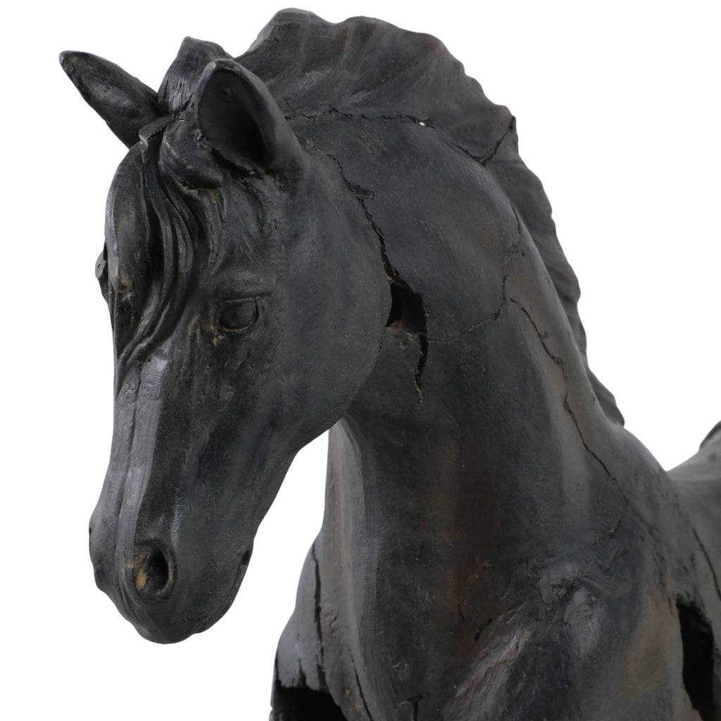 Sculpture - Brown Resin Cracked Horse On Stand, 16 in.