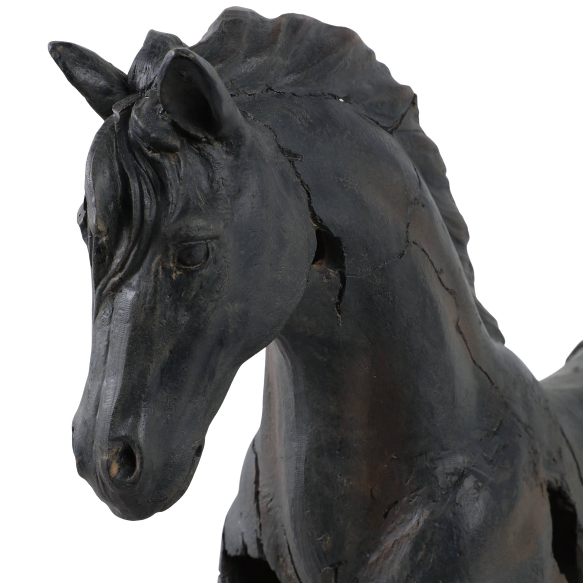 Sculpture - Brown Resin Cracked Horse On Stand, 16 in.