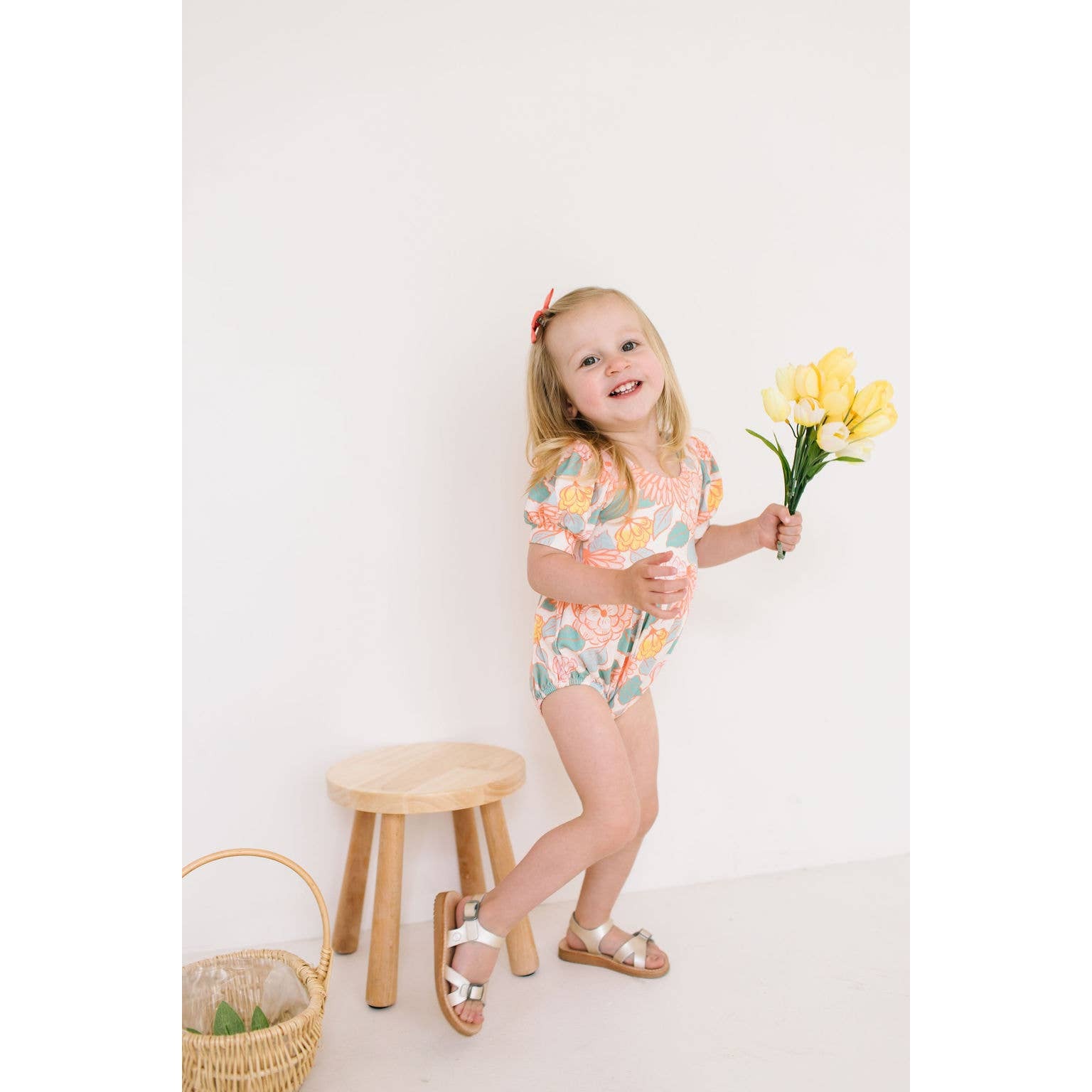 Ollie Jay Puff Baby Romper in Soft Floral