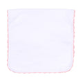 Baby Joy Burp Cloth with Pink Crochet Trim